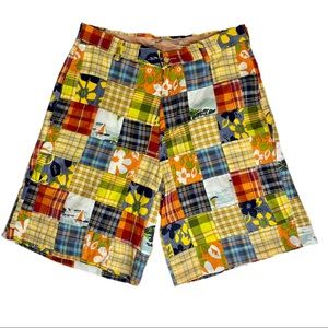 Washed‎ Stoned & Beaten Patchwork Bermuda Shorts 32